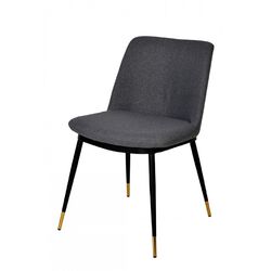 Fabric Upholstered Dining Chair with Angled Legs, Set of 2, Gray and Black