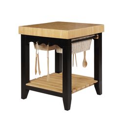 Wooden Square Kitchen Island with Basket Pull Out Drawers, Black and Brown
