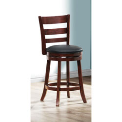 Counter Height Chair With Padded Seat In Cherry Brown