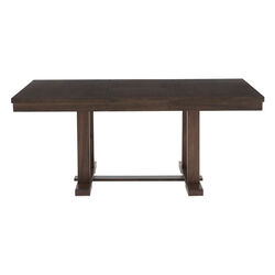 Wooden Dining Table with Extensible Leaf and Pedestal Base, Brown