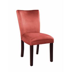 Contemporary Style Side Dining Chair, Pink & Brown, Set of 2