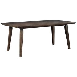 Rectangular Wire Brushed Texture Wooden Dining Table with Splayed Legs,Brown