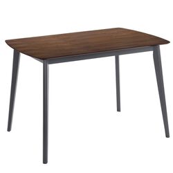 Contemporary Wooden Dining Table with Round Legs, Brown and Gray