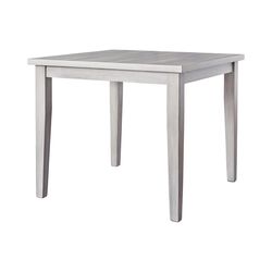 Square Dining Table with Barn Texture and Tapered Legs, Weathered Gray