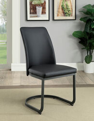 Leatherette Upholstered Side Chair with U Shape Metal Cantilever Base, Pack of Two, Black