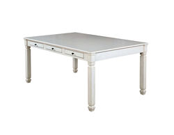 Solid Wood Dining Table With Storage Drawers, White