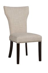 Fabric Upholstered Side Chair with Wingback Design,Set of 2,Beige and Brown