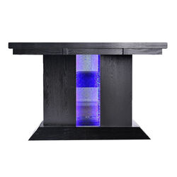 Wooden Dining Table with Pedestal Base Legs and LED Light, Black
