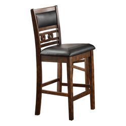 Leatherette Dining Chair with Curved Lattice Back,Set of 2,Black and  Brown