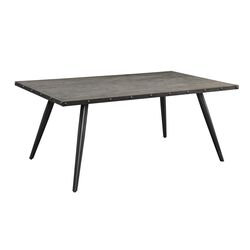 Rectangular Wooden Top Dining Table with Angled Metal Legs, Gray