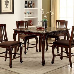 Johannesburg Traditional Style Counter Height Table, Brown Cherry