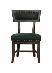Fabric Upholstered Wooden Dining Chair with Nail Head Trims, Black, Set of Two