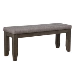 Two Tone Rectangular Bench with Fabric Upholstered Seat, Brown and Gray - BM215444