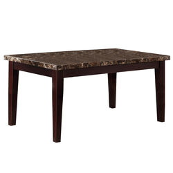 Rectangular Faux Marble Top Dining Table, Espresso Brown