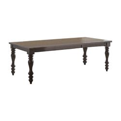 Wooden Dining Table with Molded Details and Turned Legs, Brown