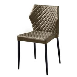 Diamond Tufted Leatherette Dining Chair with Metal Legs, C coffee Brown, Set  of Four