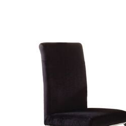 Fabric Upholstered Metal Side Chairs with Cabriole Style Legs, Black and Silver, Set of Two