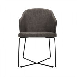 Fabric Upholstered Dining Chair with Metal Legs, Set of 2, Gray and Black