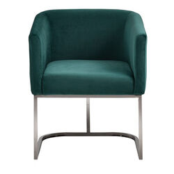Fabric Upholstered Dining Chair with Round Cantilever Base,Green and Silver