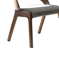 Wooden Dining Chair with Open Curved Back Design, Seat of 2, Walnut Brown
