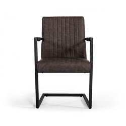 Metal Dining Chair with Cantilever Base and Vertical Stitch,Set of 2, Brown