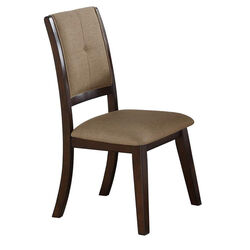 Fabric Upholstered Wood Dining Chair with Curved Back, Set of 2, Brown