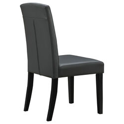 Button Tufted Faux Leather Dining Chair with Wooden Legs, Set of 2, Gray - BM229101