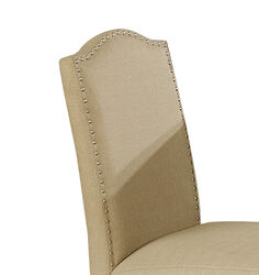 Scalloped Back Fabric Upholstered Counter Chair, Set of 2, Beige and Brown