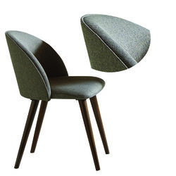 Wooden Dining Chairs with Fabric Upholstered Seat and Back, Brown, Set of Two