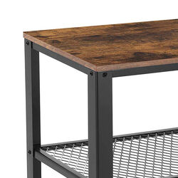 3 Tier Wooden Serving Cart with 2 Mesh Design Shelves, Black and Brown