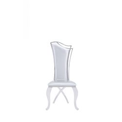 Sloped Back Leatherette Dining Chair with Metal Leg, Set of 2, Gray