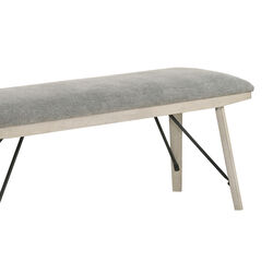 Fabric Upholstered Rectangular Bench with Brace Support, White - BM215443