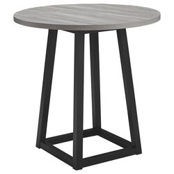 Round Wooden Counter Height Dining Table with Sled Base, Gray and Black