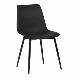 Leatherette Dining Chair with Bucket Seat and Metal Legs, Black