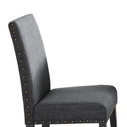 Flared Back Dining Chair with Padded Seat and Nailhead Trim,Set of 2, Gray