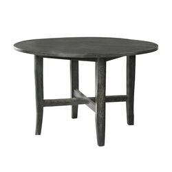 47 Inch Farmhouse Style Round Wooden Dining Table, Rustic Gray