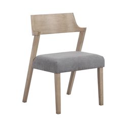 Contoured Wooden Dining Chair with Z Design Arms, Set of 2, Beige