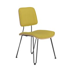 Fabric Dining Chair with Hairpin Metal Legs, Set of 2, Green