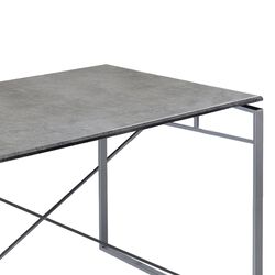 Rectangular Wooden Dining Table with X Shape Metal Base, Gray and Silver