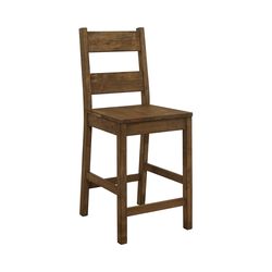 Rustic Ladder Back Counter Height Chair with Wooden Seat, Set of 2, Brown