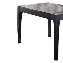 Faux Marble Top Wooden Dining Table with Straight Legs, Dark Brown
