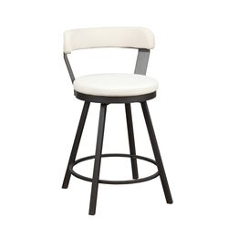 Leatherette Counter Height Chair with Metal Slanted Legs, Set of 2, White