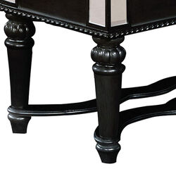Fabric Padded Bench with Deep Button Tufting and Straight Legs, Black
