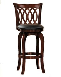Wooden Pub Chair With Padded Upholstery In Cherry Brown