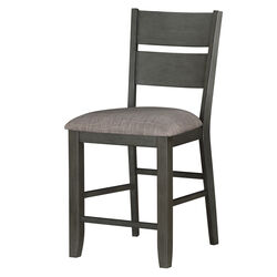 Counter Height with Chair with Ladder Backrest and Fabric Padded Seat, Gray