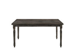 Rustic Style Wooden Dining Table with Rectangular Top and Turned Legs, Gray