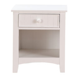 Wooden Night Stand With Bottom Open Shelf, White