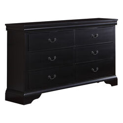 Pine Wood 6- Drawer Dresser, Black