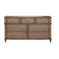 Mahogany Wood Dresser With 7 Drawers in French Truffle Brown