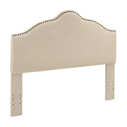 Queen and Full Size Polyester Headboard with Nailhead Trims, Beige